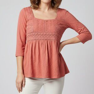 Meadow Rue Anthropologie Top Size XS Peplum Peasant Crochet Lace Feminine